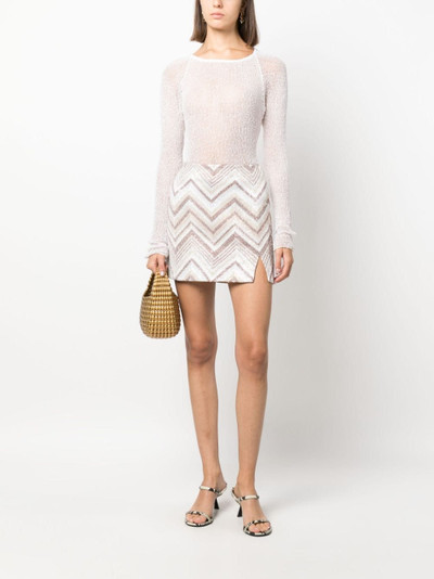 Missoni sequin-embellished zigzag-woven miniskirt outlook