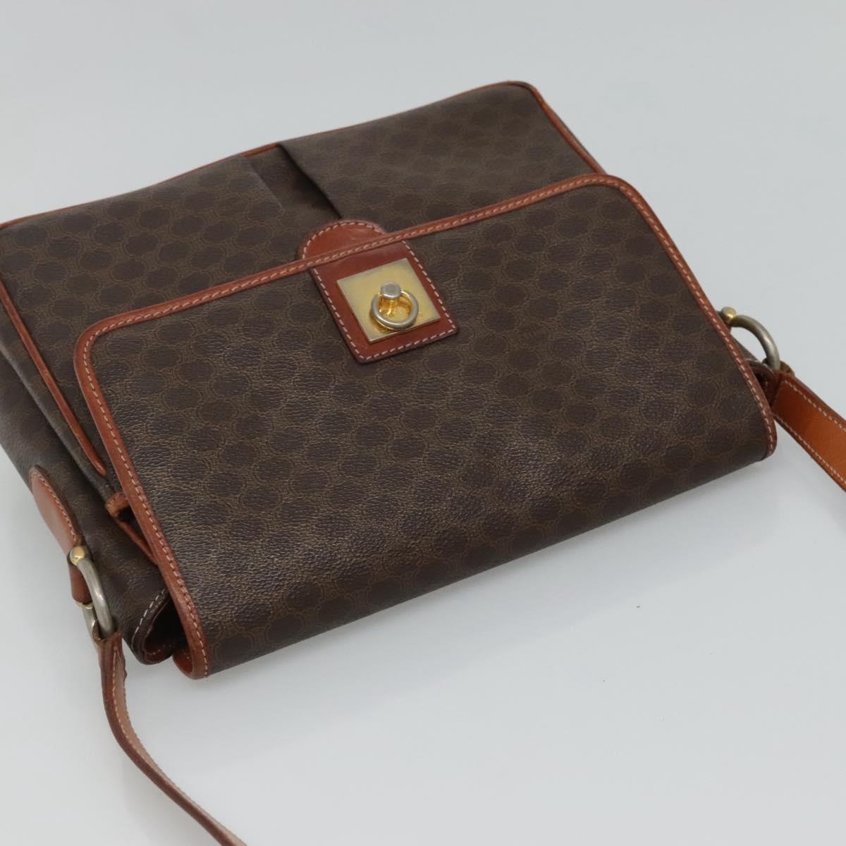 CELINE Macadam Canvas Shoulder Bag Pvc Leather Brown - 6