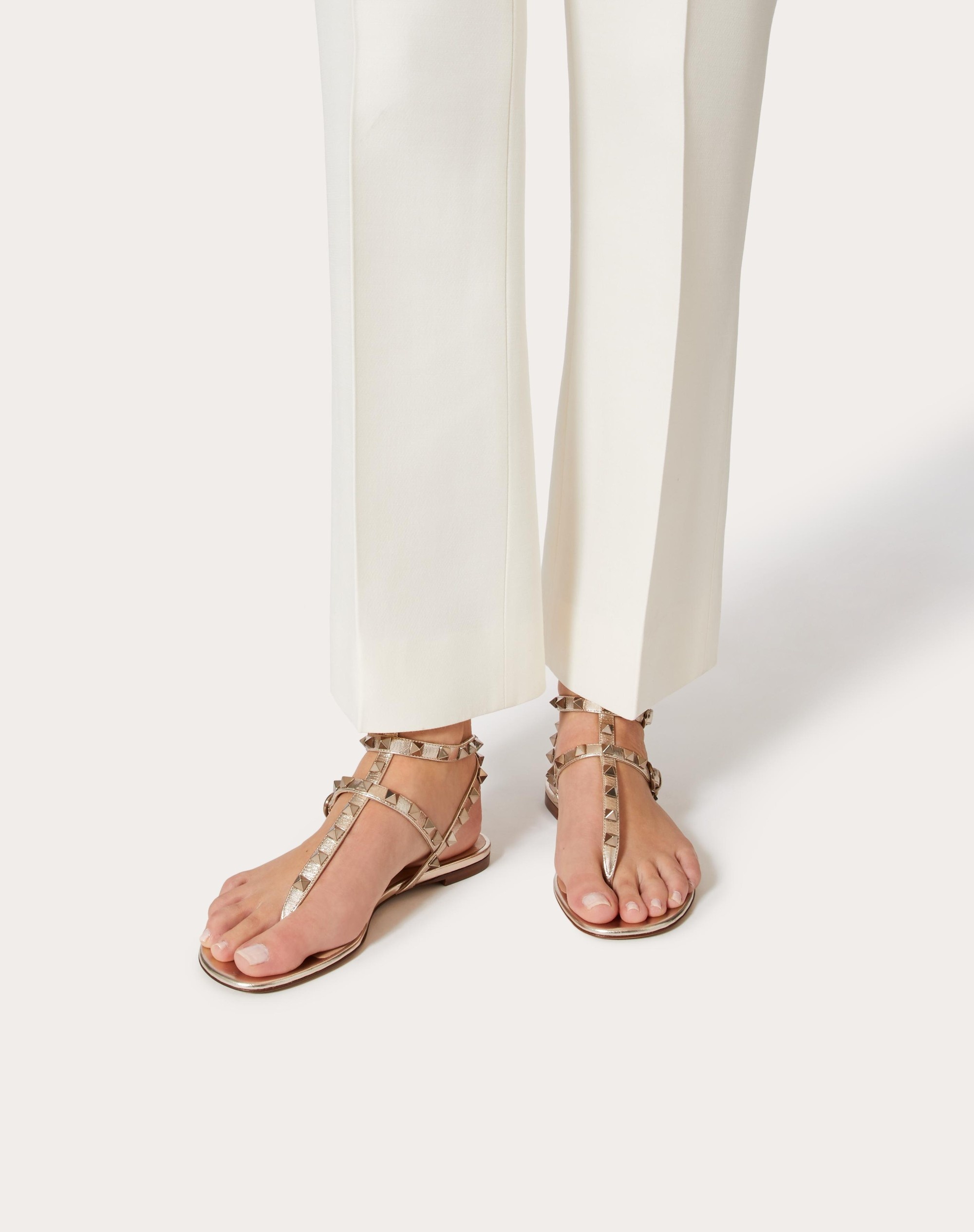 ROCKSTUD METALLIC FLAT FLIP-FLOP SANDAL - 6