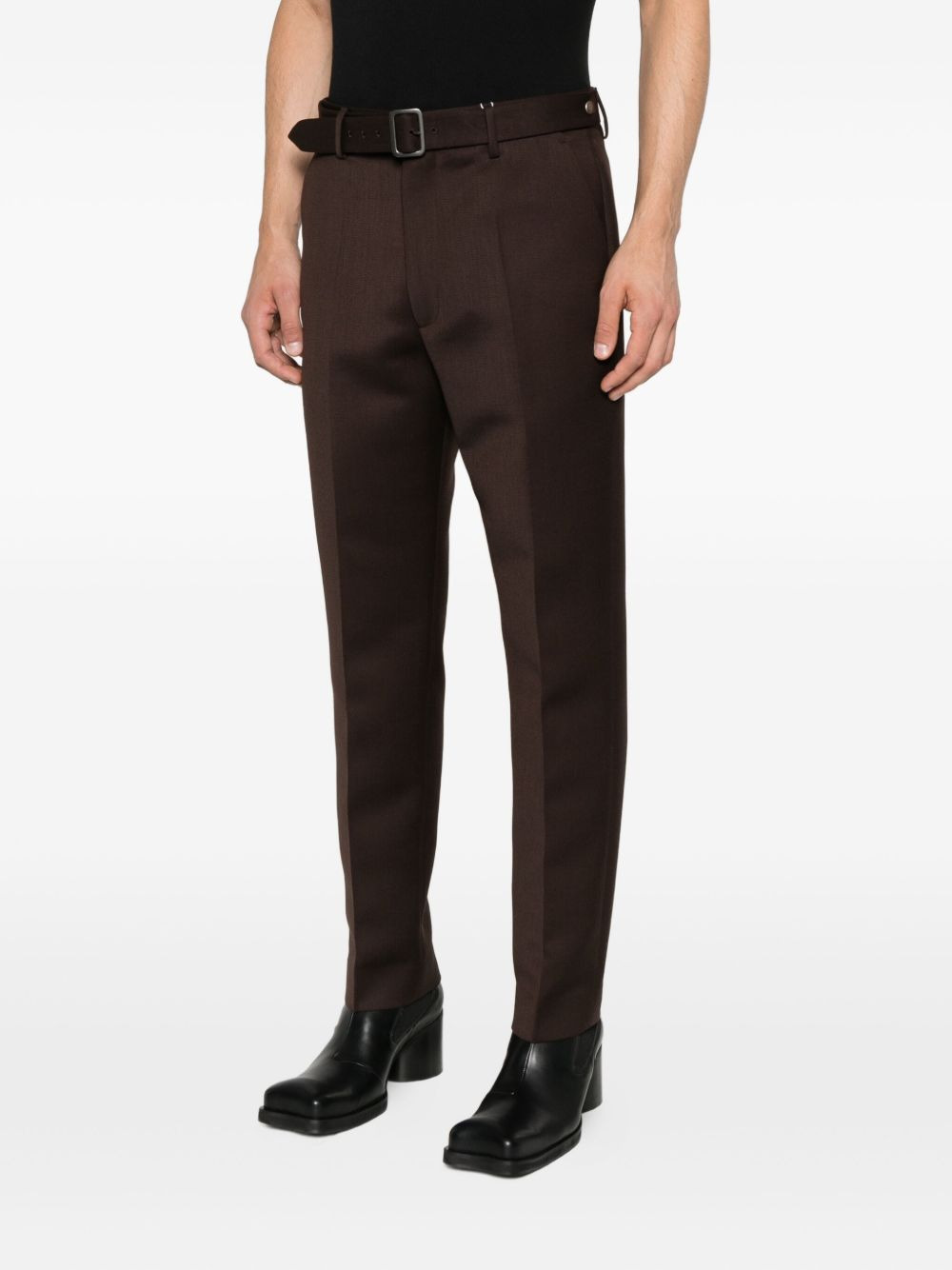 belted cotton trousers - 3