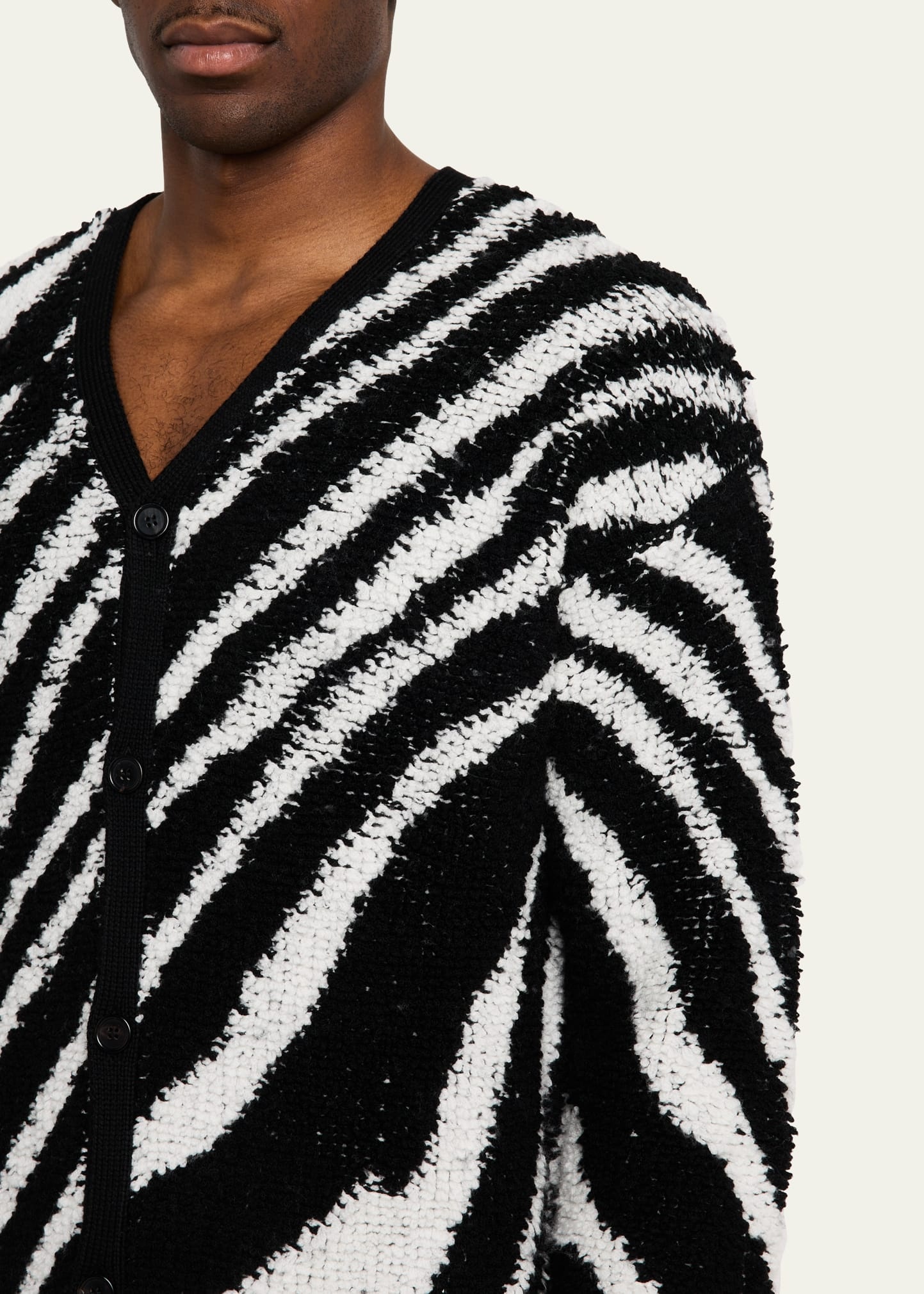 Men's Intarsia Zebra Cardigan - 5