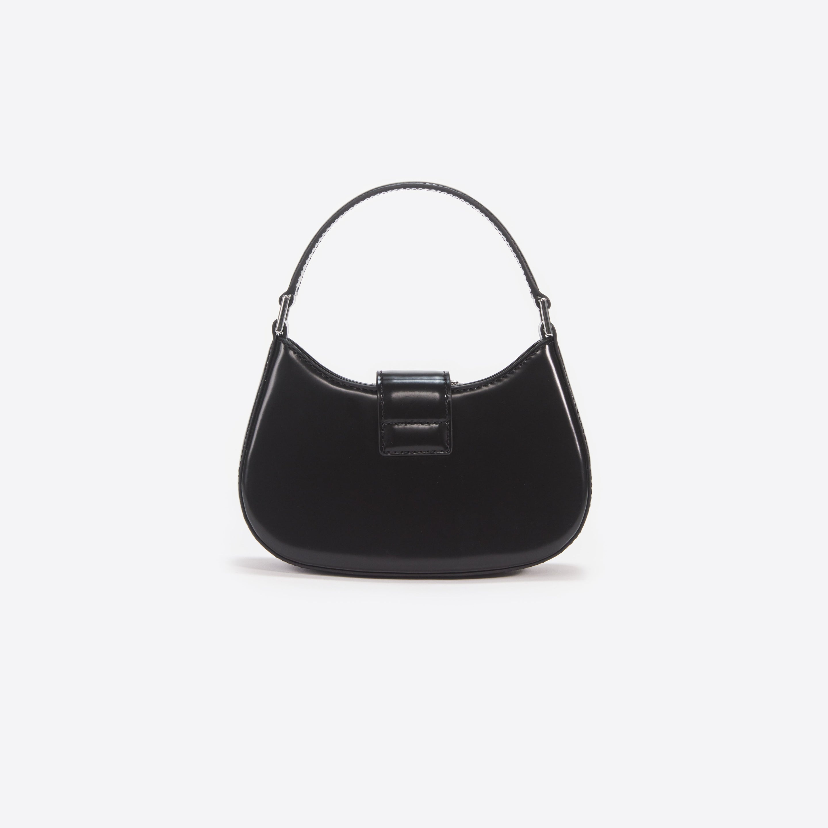 Black Leather Crescent Bag - 2