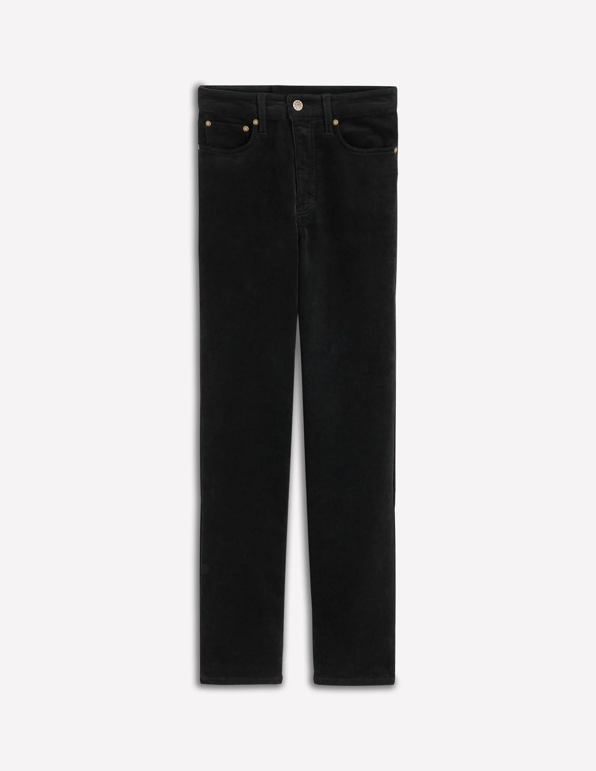 High Rise Cord Slim Jeans-Black - 1