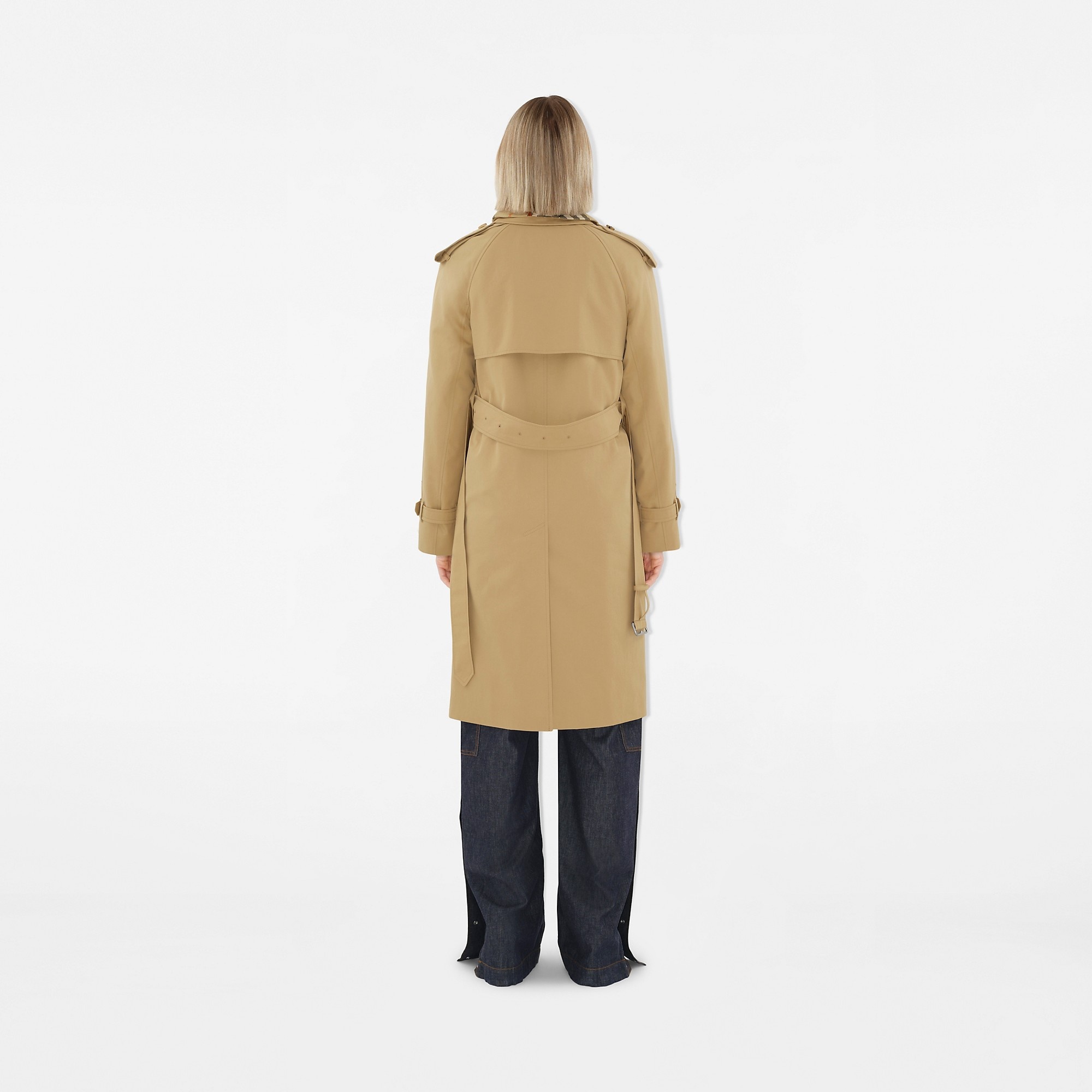 Long Detachable Collar Gabardine Trench Coat - 4