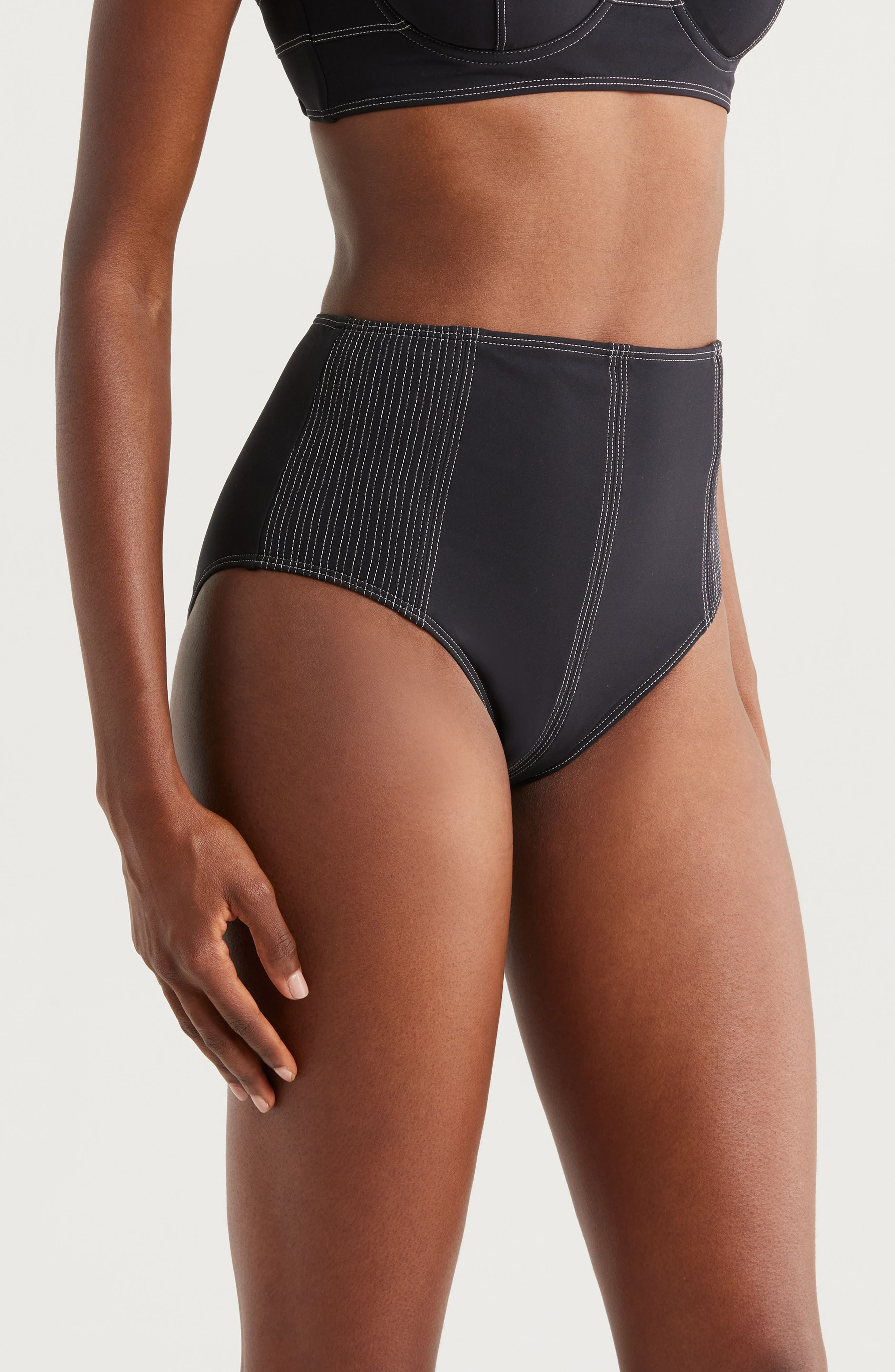 Ulla Johnson Kiele High Waist Bikini Bottoms in Noir at Nordstrom - 3