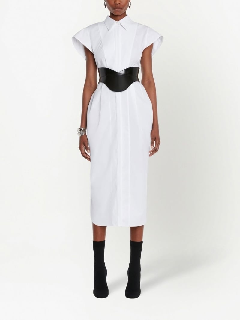 collared short-sleeved midi dress - 2