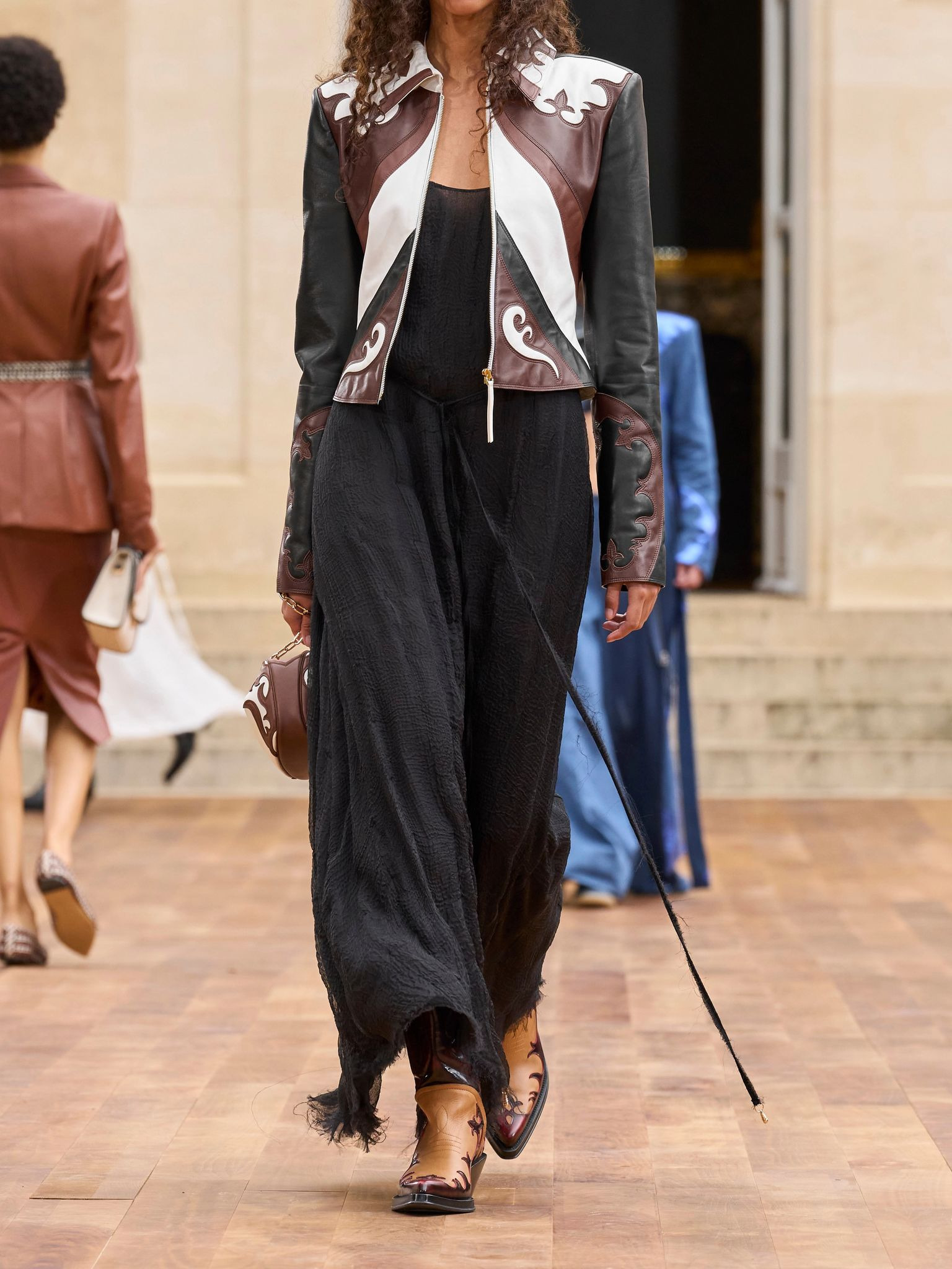 Albie paneled leather jacket Brown - 5