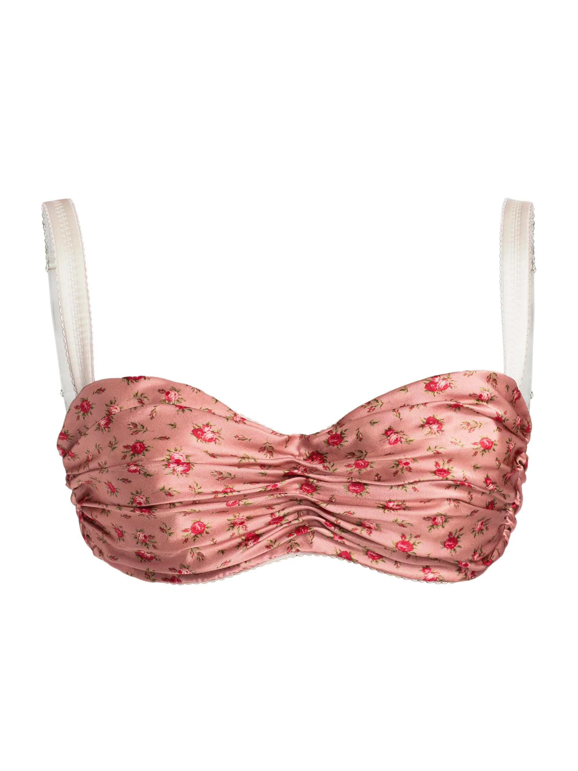 Women's Gathered Rose Silk Balconette Bra - Roselline Rose - 1