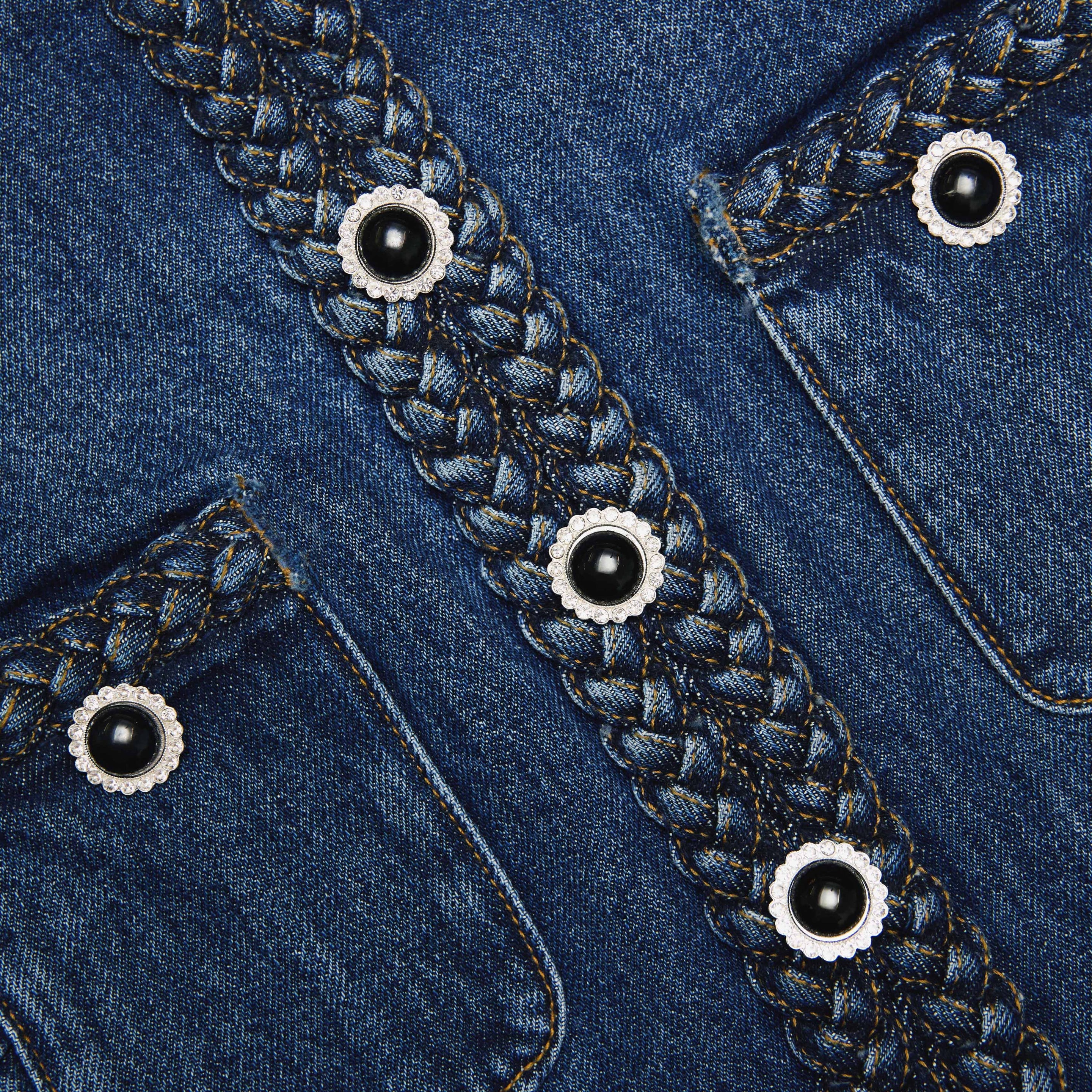 Denim Braided Mini Dress - 5
