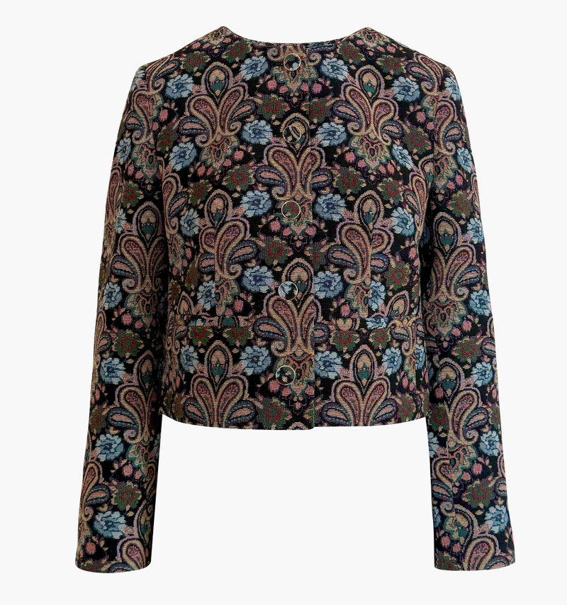 The Virginia Jacket - Black Tapestry Fleur Brocade 1