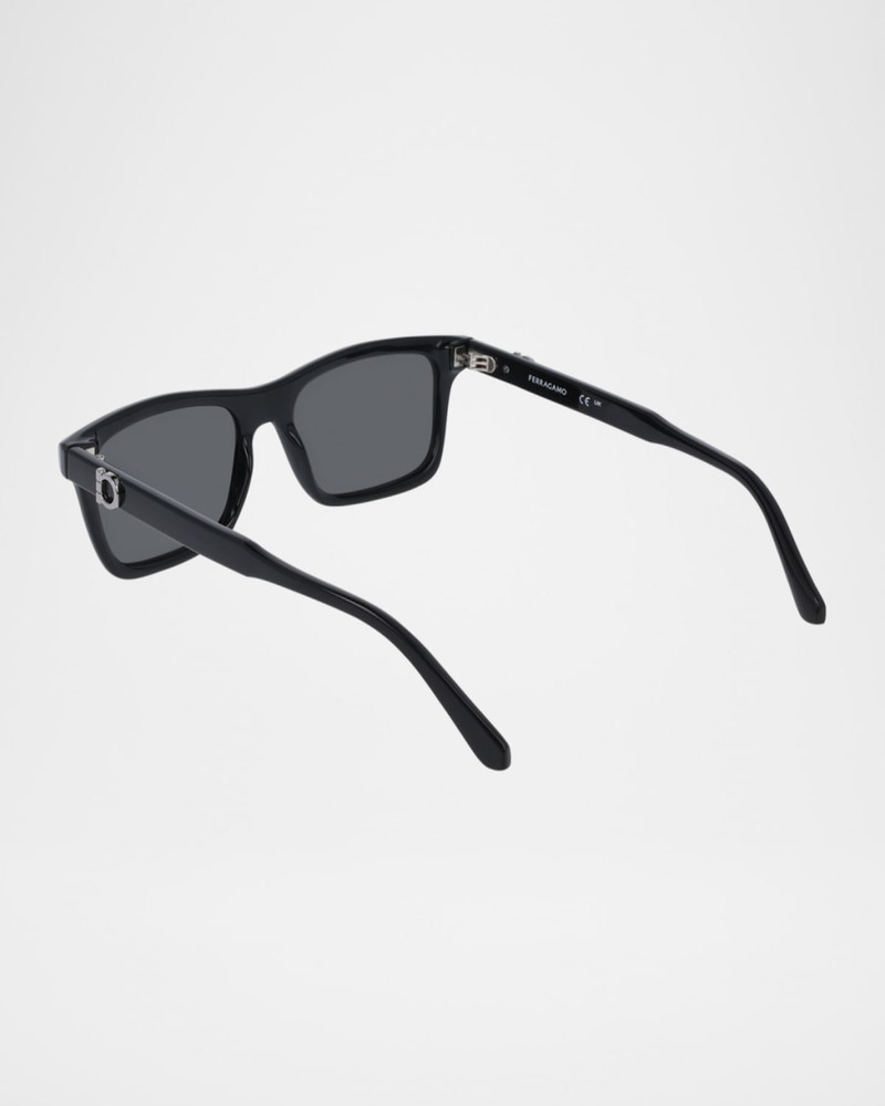 FERRAGAMO Men's Gancino Acetate Rectangle Sunglasses outlook