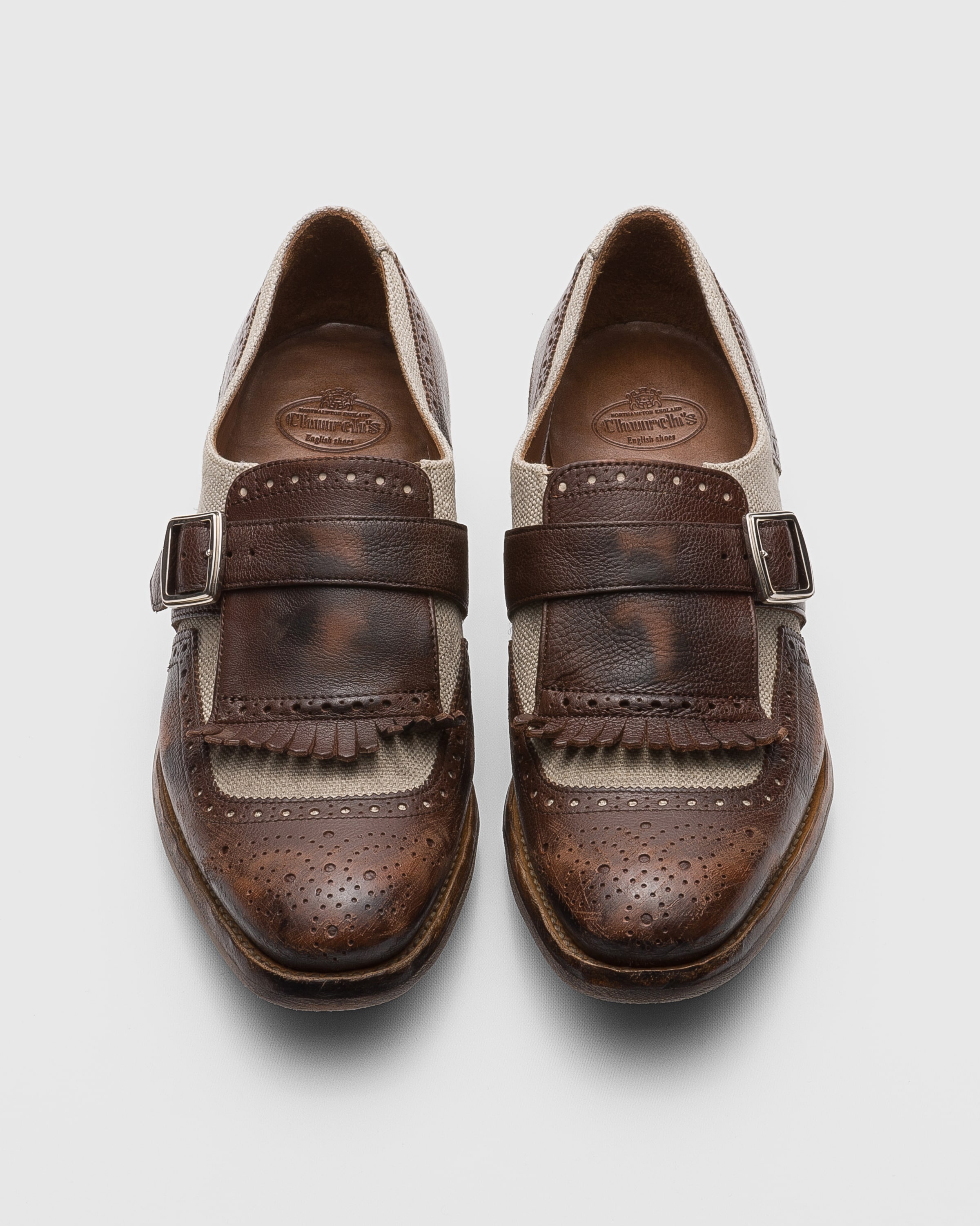 Vintage Glacè and Linen Buckle Loafer - 5