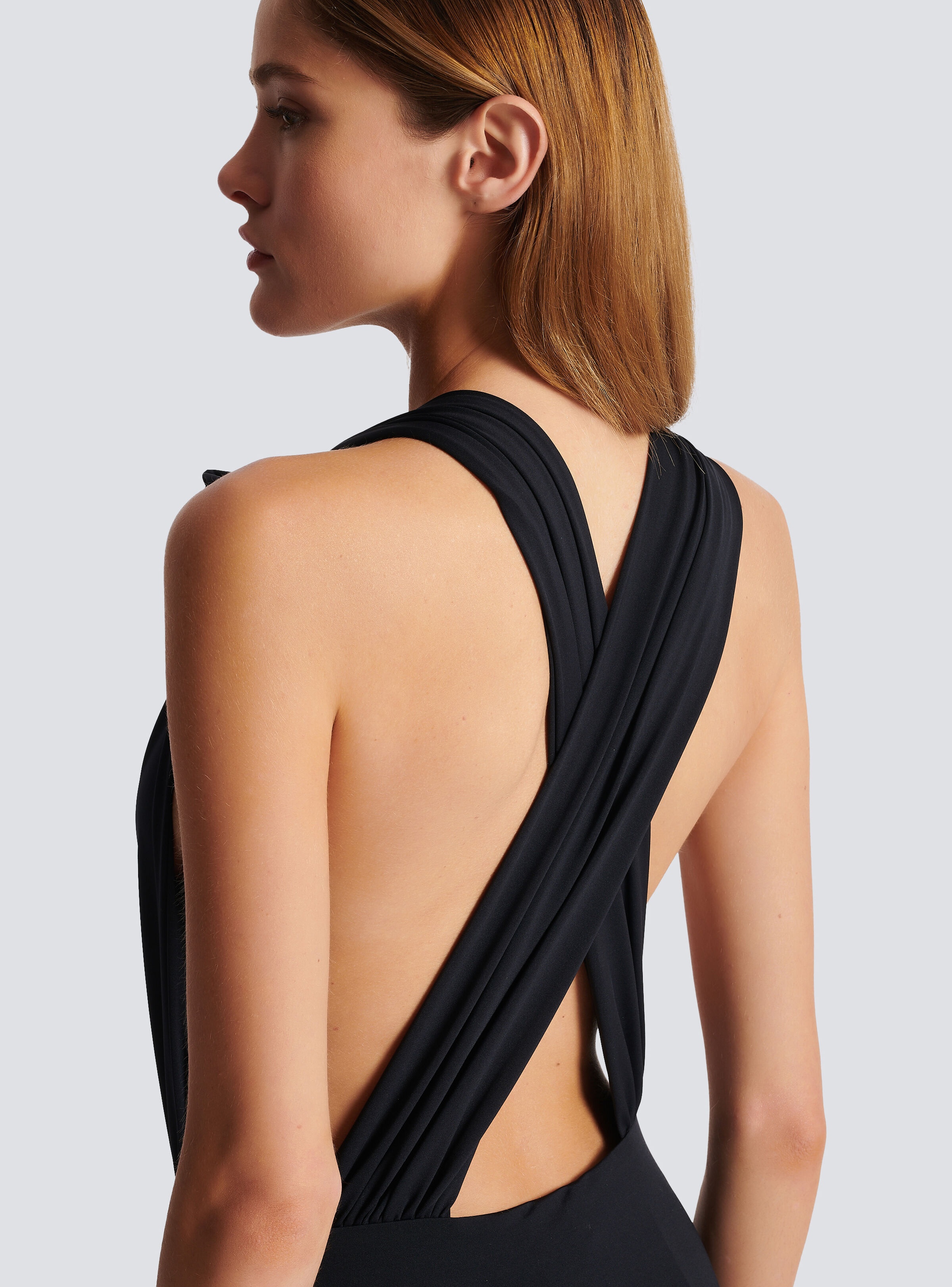 Draped swimsuit with embossed buttons - 7