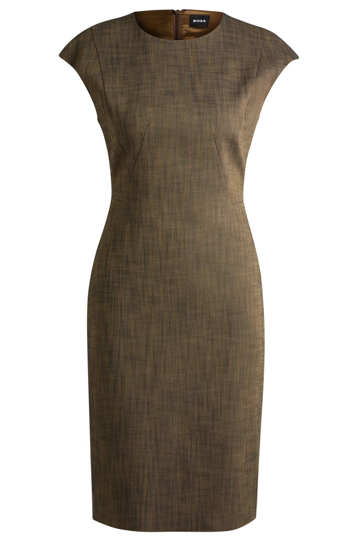 CAP-SLEEVE DRESS IN MELANGE STRETCH SHARKSKIN - 1