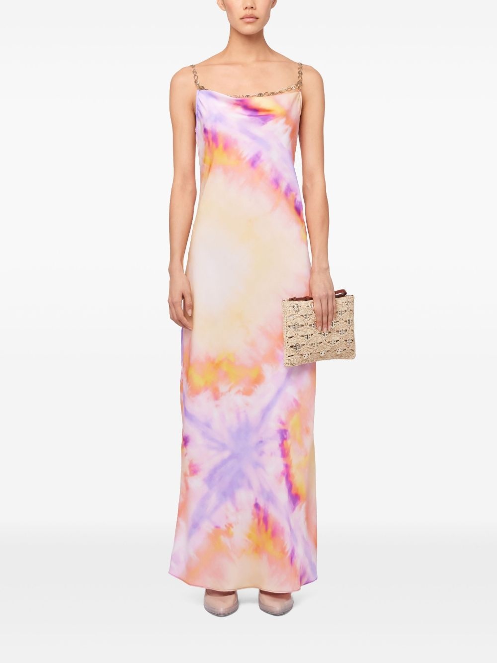 printed satin maxi dress - 2