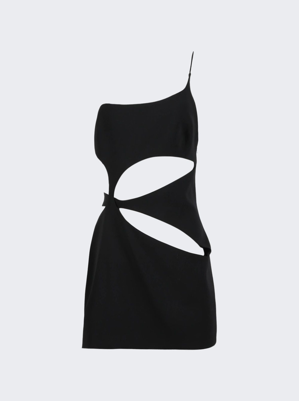 Single Strap Asymmetric Cutout Mini Dress Black - 1