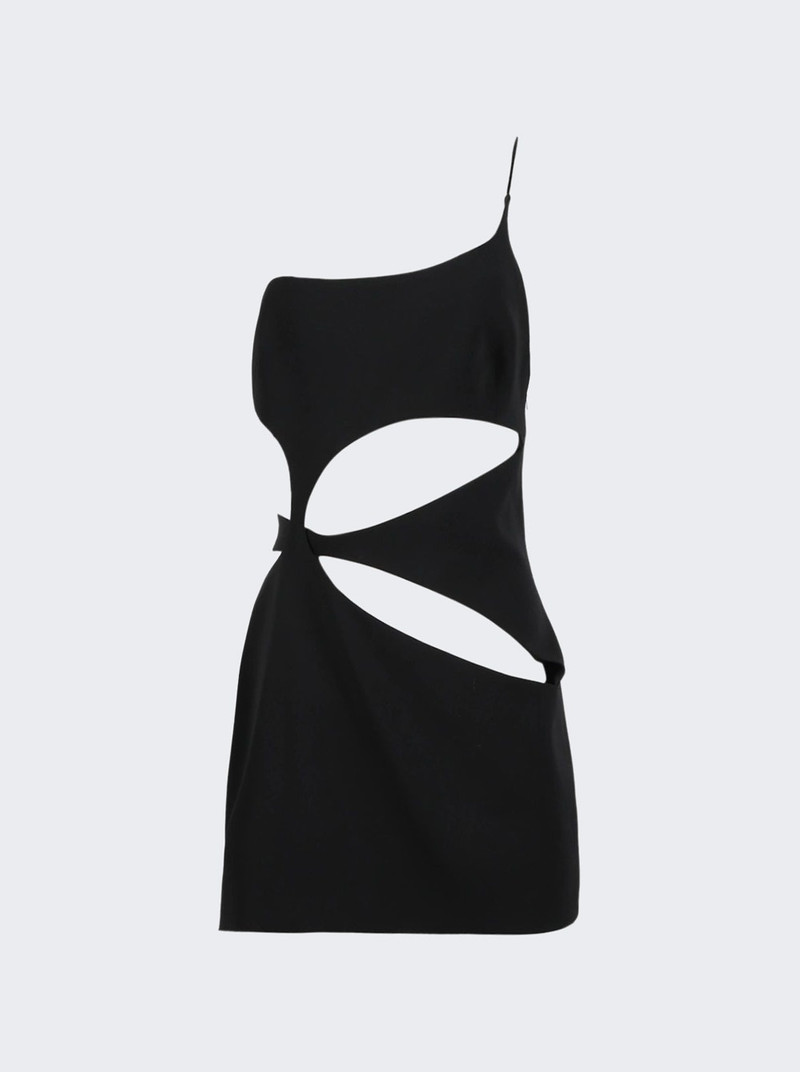 Single Strap Asymmetric Cutout Mini Dress Black 1