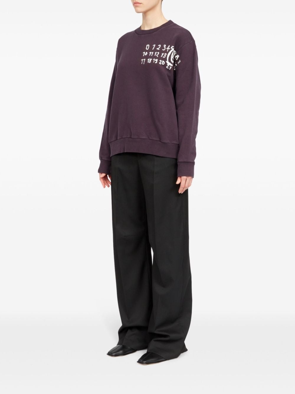 Numbers-print cotton sweatshirt - 6