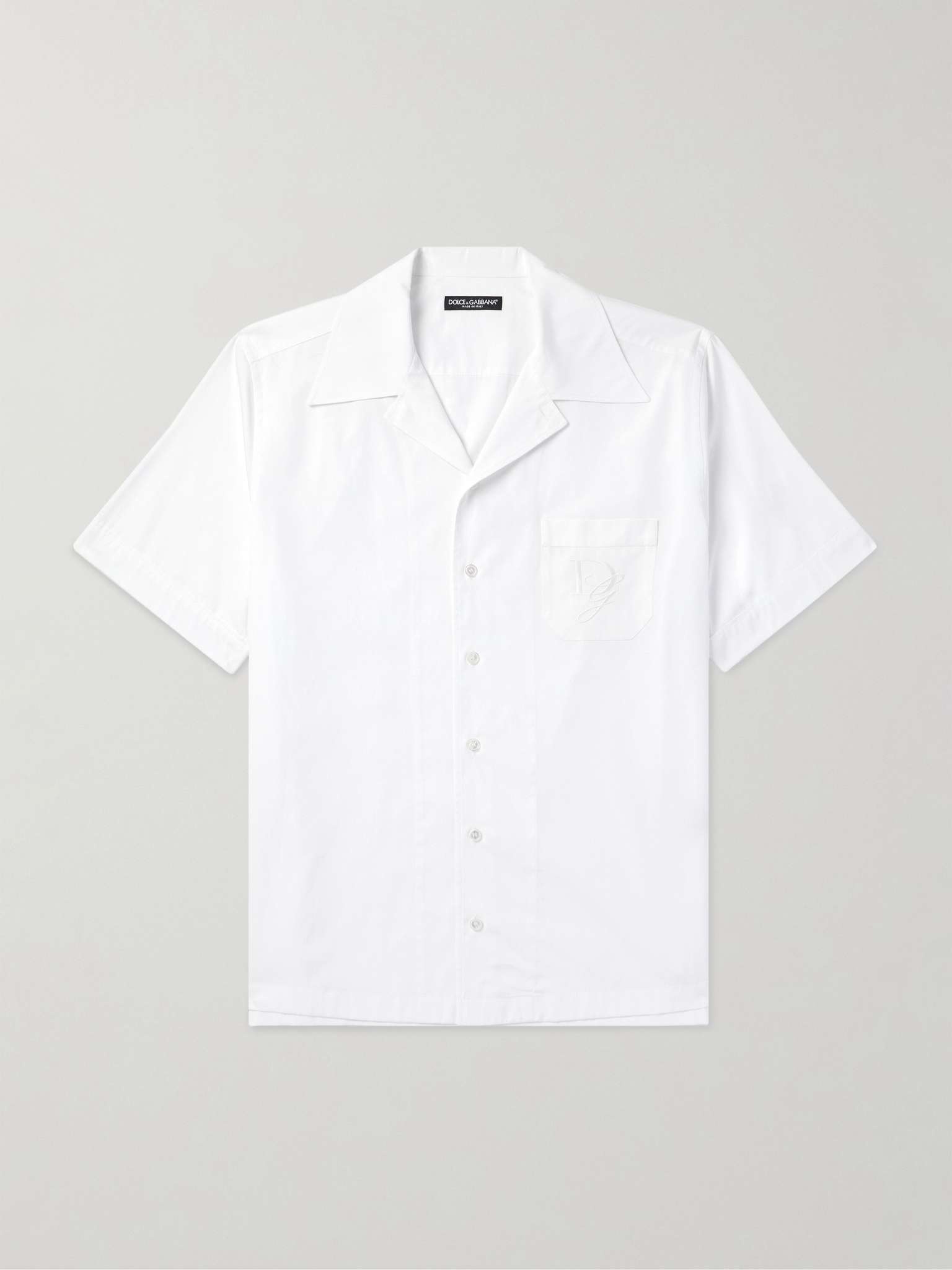 Camp-Collar Logo-Embroidered Cotton-Poplin Shirt - 1