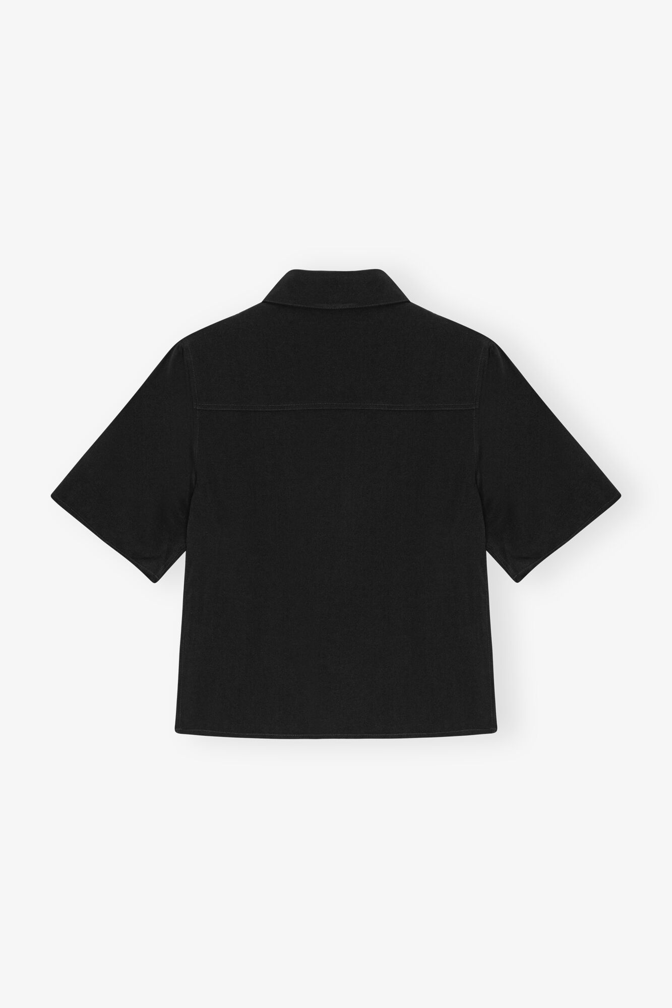 BLACK VISCOSE TWILL SHIRT - 5