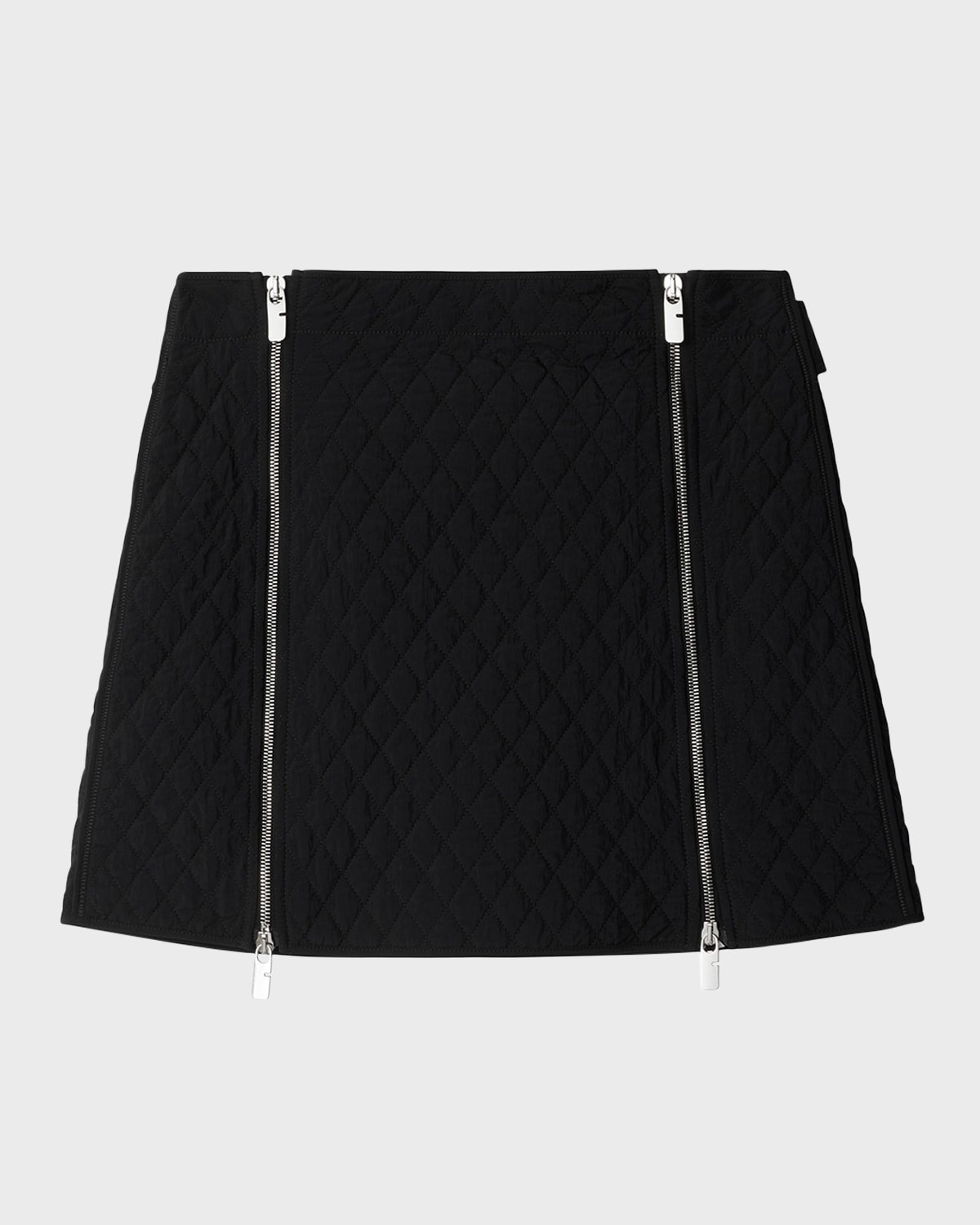 Quilted Mini Skirt with Zipper Detail - 1