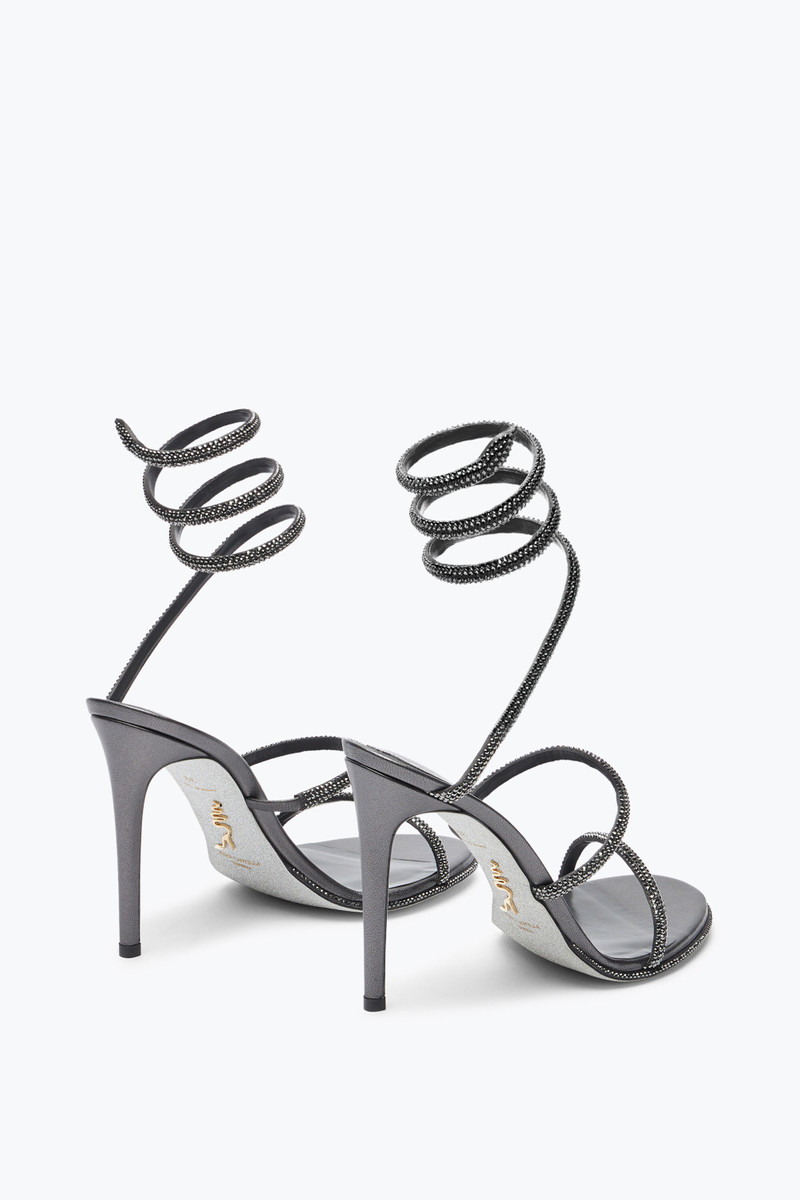 RENE CAOVILLA Cleo Anthracite Sandal With Crystals 105 outlook
