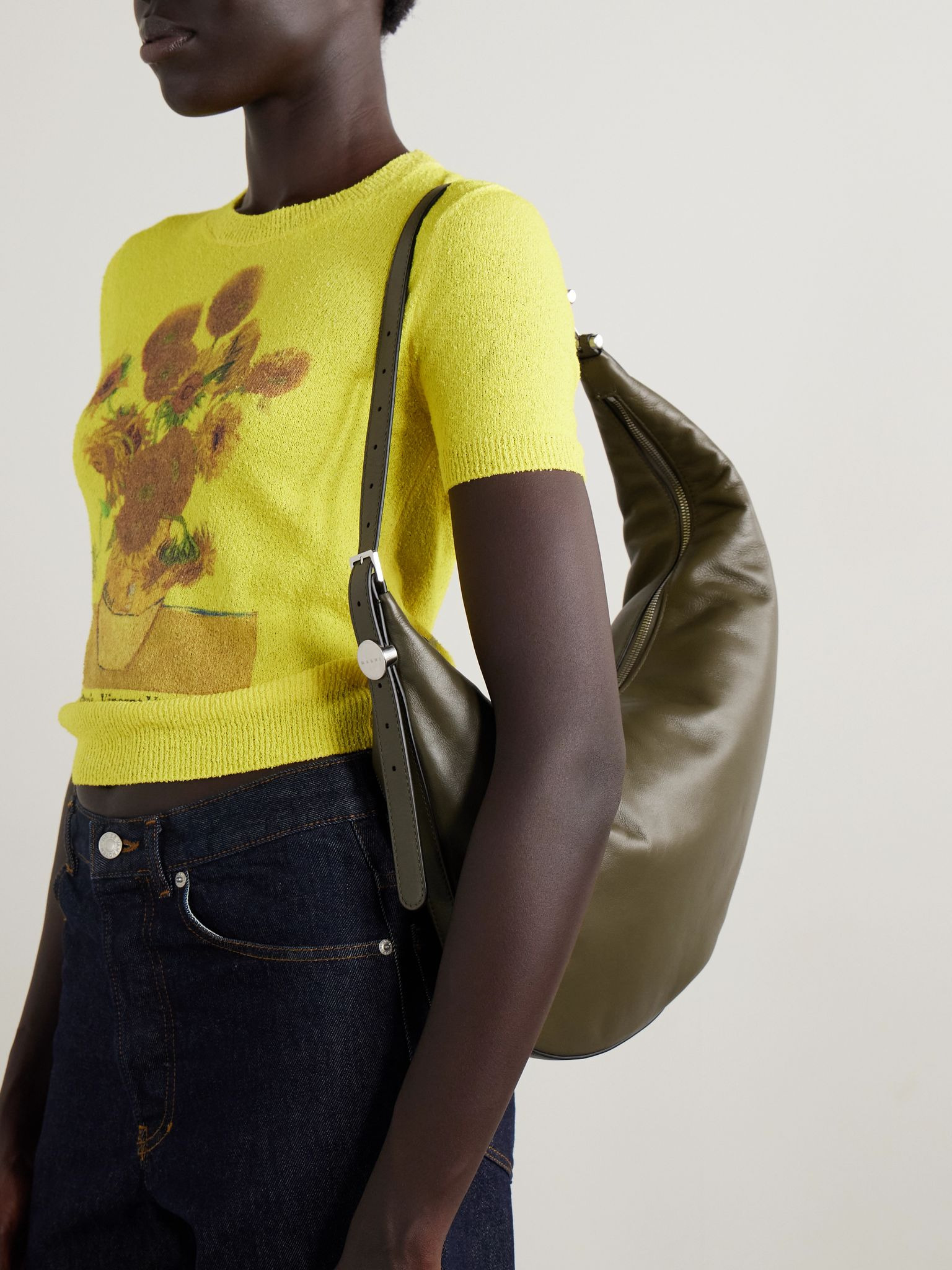 Leather shoulder bag Army green - 2