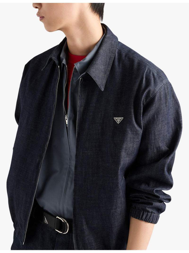 Logo-Plaque Blouson Chambray Denim Jacket 3