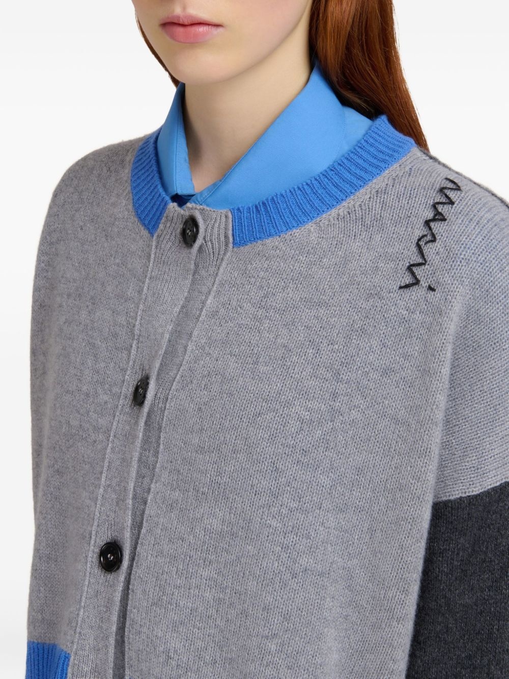 colour-blocked cropped cardigan - 5