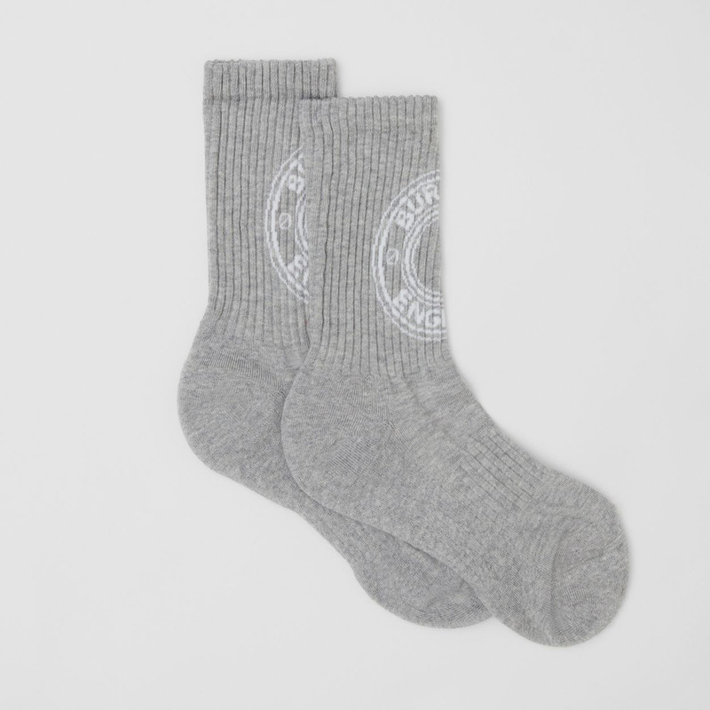 Logo Graphic Intarsia Technical Stretch Cotton Socks 4