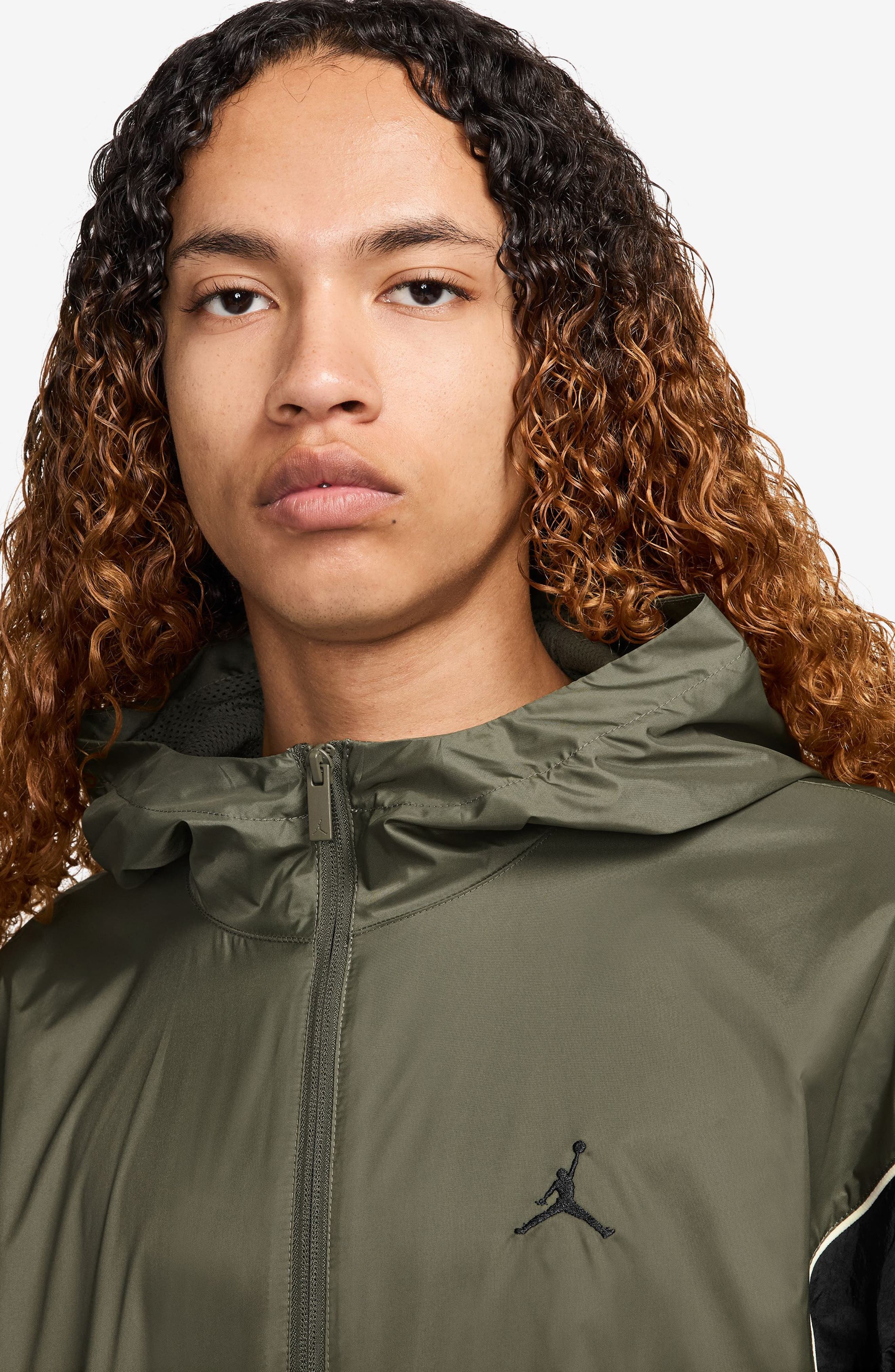 Jordan Essentials Draft Hooded Jacket in Medium Olive/Black/Sail at Nordstrom - 3