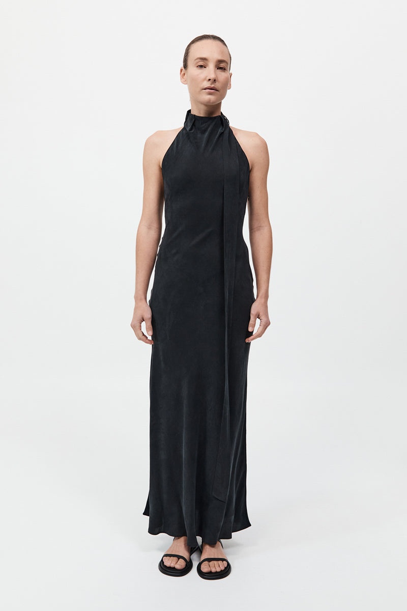 Bias Scarf Dress - Black - 2