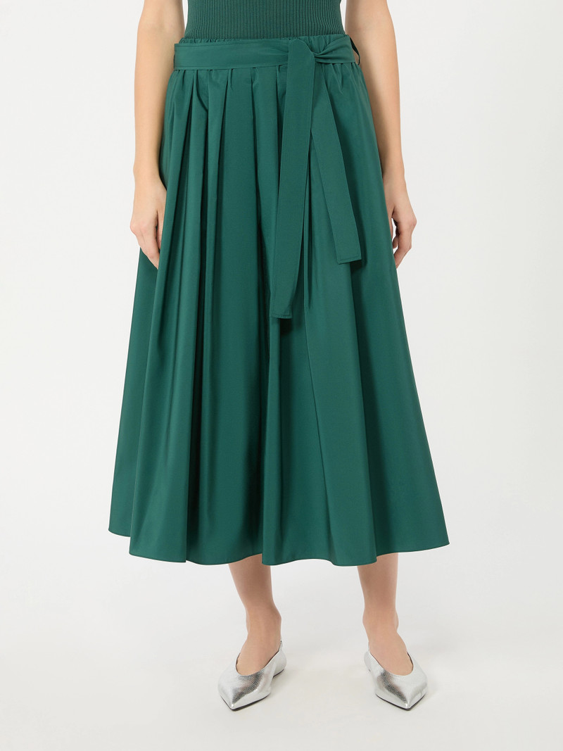 ALPACA Long cotton-blend taffeta skirt - DARK GREEN 3