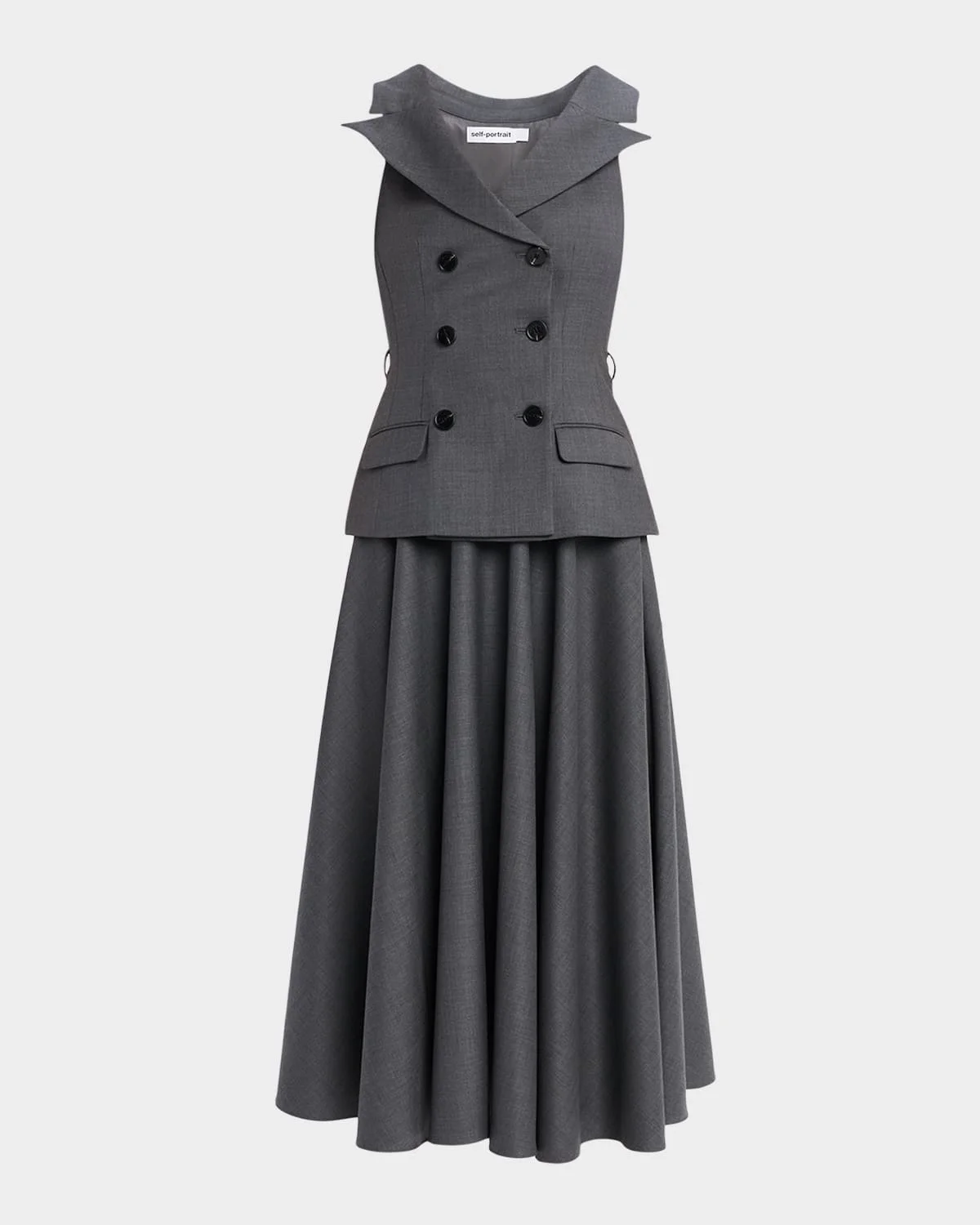 Wool-Blend Tailored Midi Dress - 1