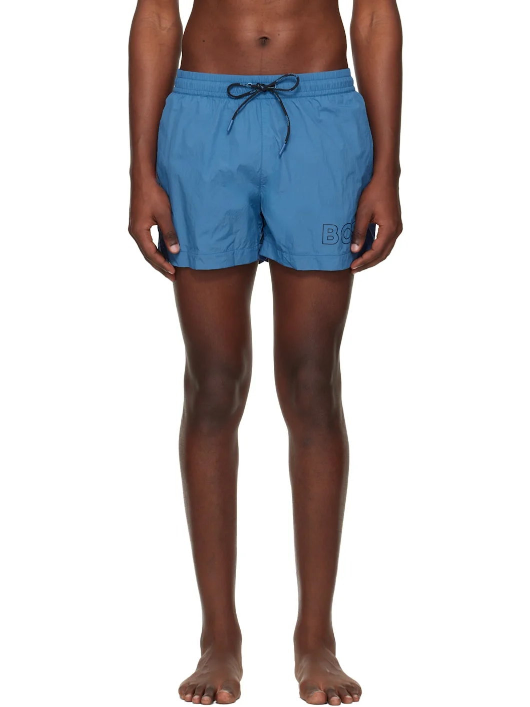 Blue Outline Logo Print Swim Shorts - 1