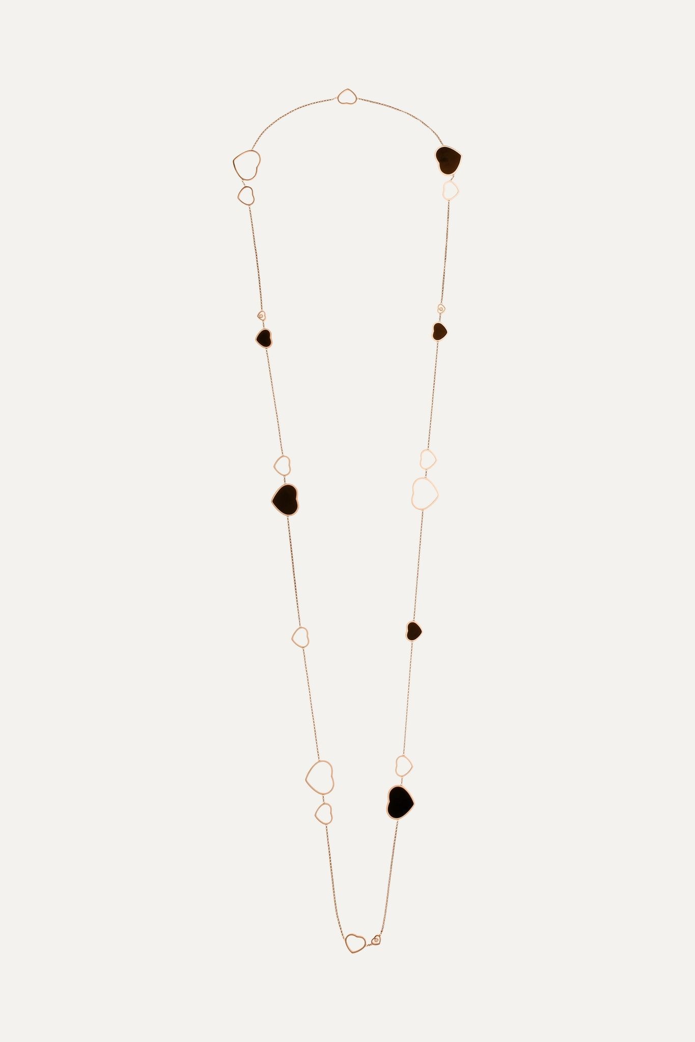 Happy Hearts 18-karat rose gold, diamond and onyx necklace - 1