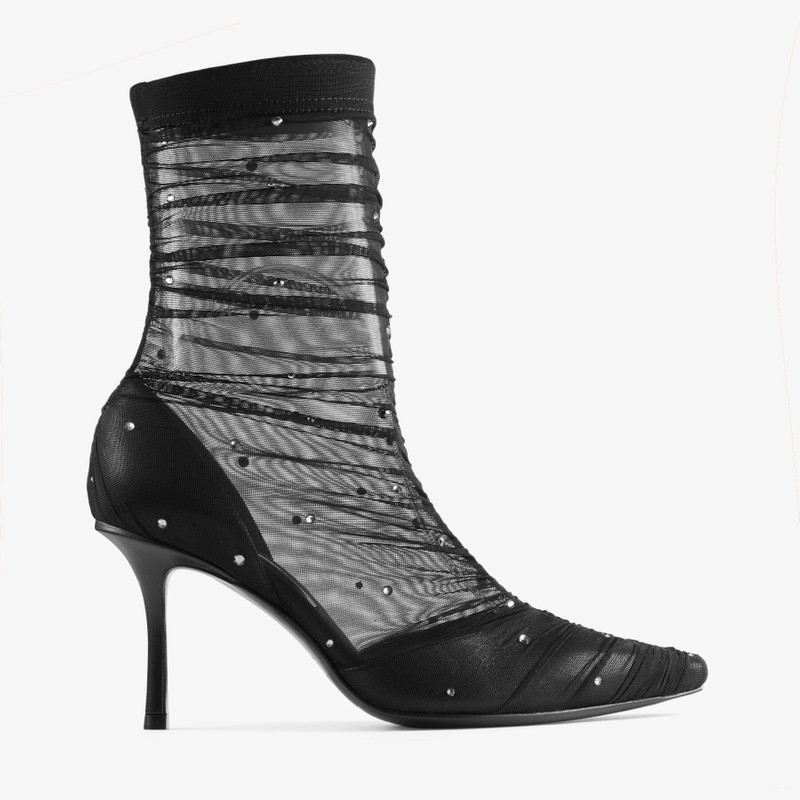 Lotta Anke Boot 85 Black Tulle Ankle Boots - 1
