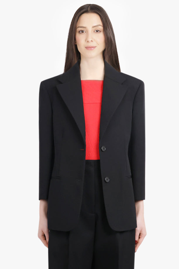 SINGLE BREASTED TWO BUTTON JACKET | BLACK - 3