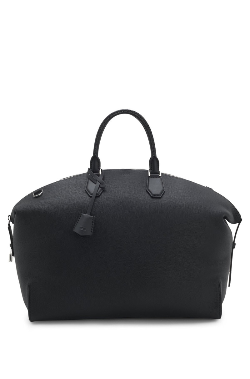 GRAINED-LEATHER HOLDALL WITH DETACHABLE METAL PADLOCK 2