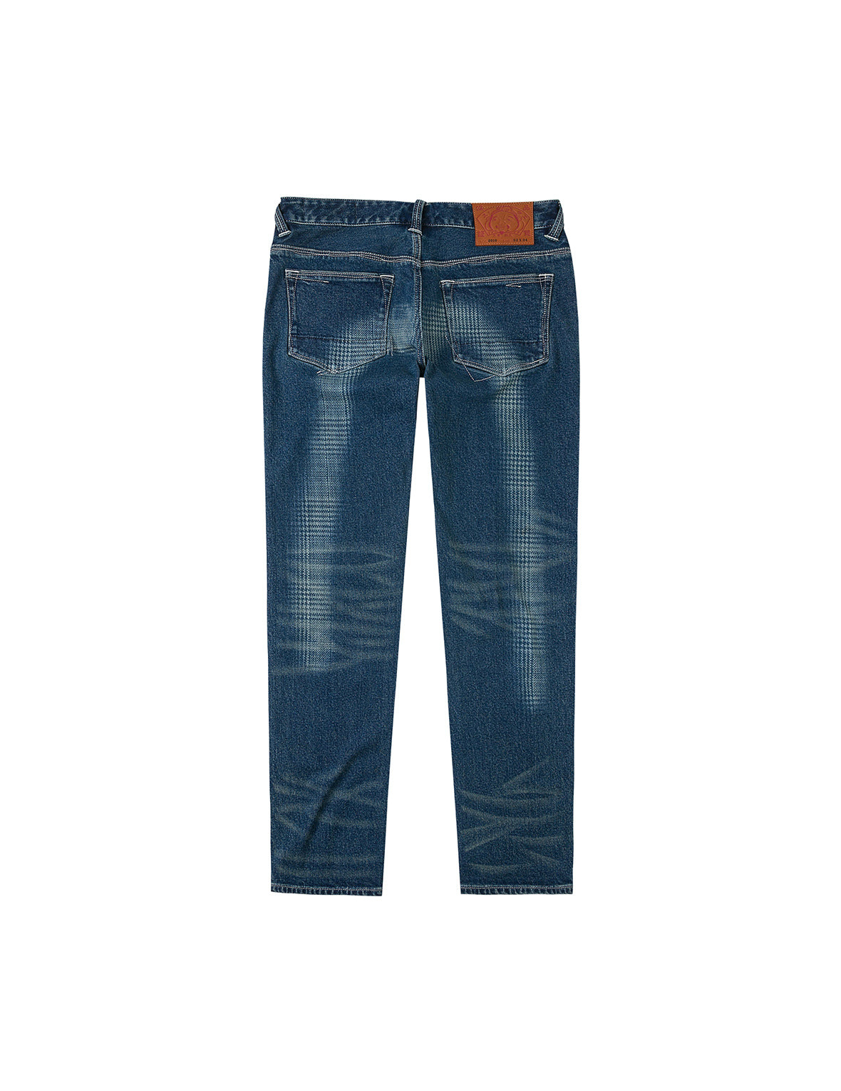 Washed Handbrush Houndstooth Daicock Print Slim Fit Jeans #2010 - 15