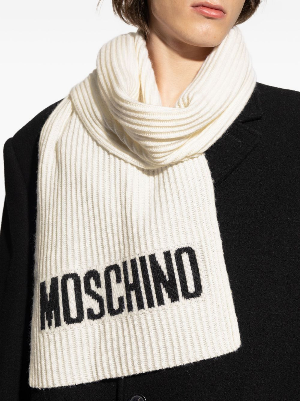 ribbed logo scarf - 5