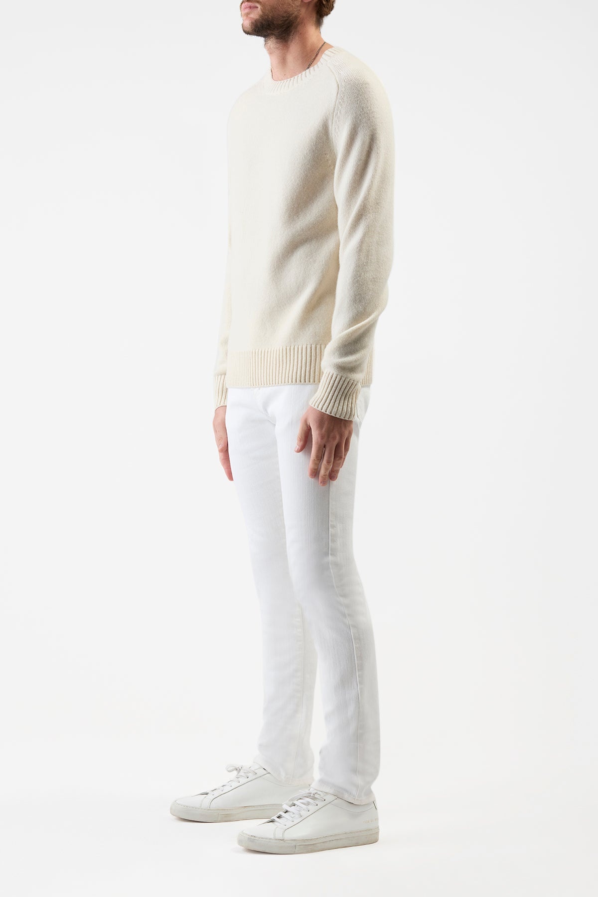 Daniel Knit Sweater in Ivory Cashmere - 3