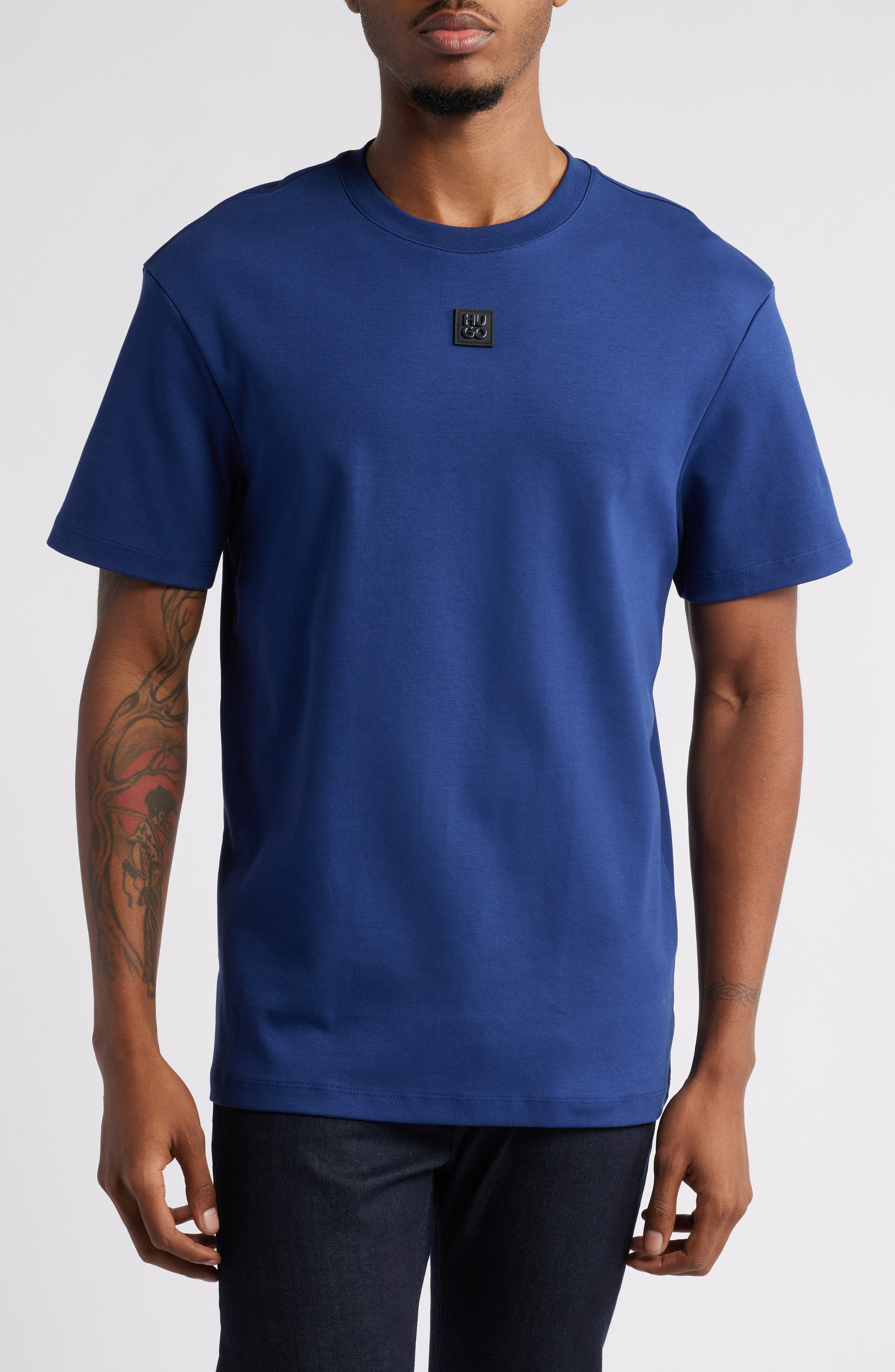 HUGO Dalile Rubber Logo T-Shirt in Dark Blue at Nordstrom - 1