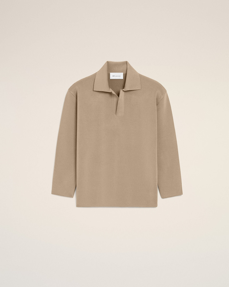 BEIGE WOOL LONG SLEEVES POLO 1