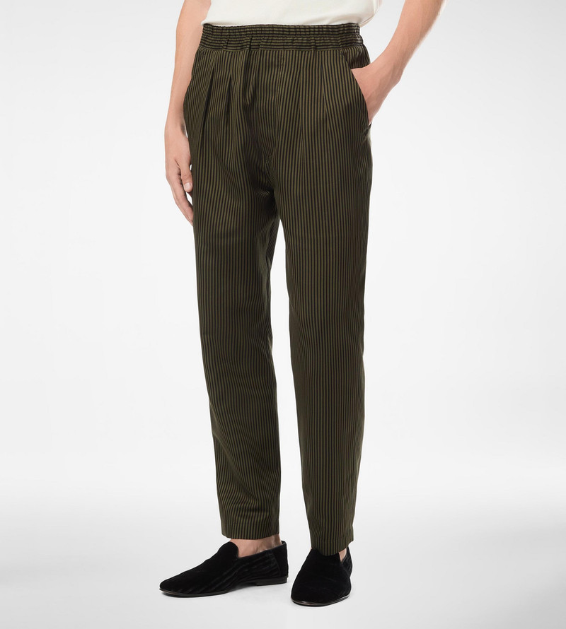COTTON SILK BENGAL STRIPE PLEATED LOUNGE PANT 4
