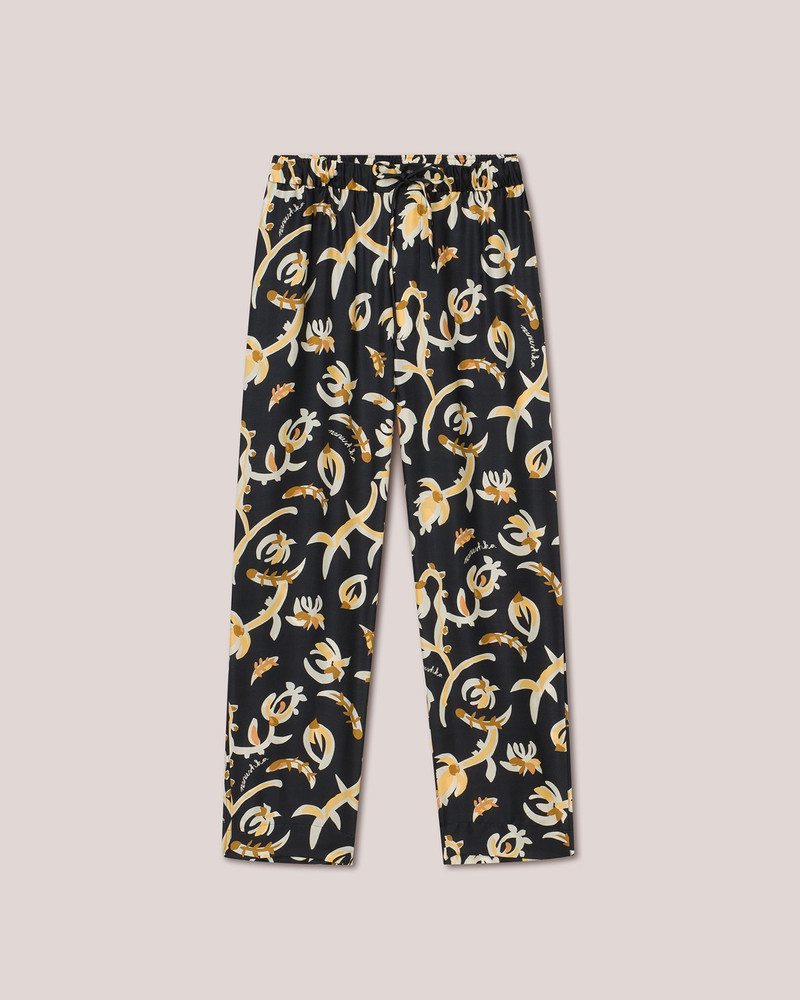 JAIN - Twill silk pants - Floral black 1