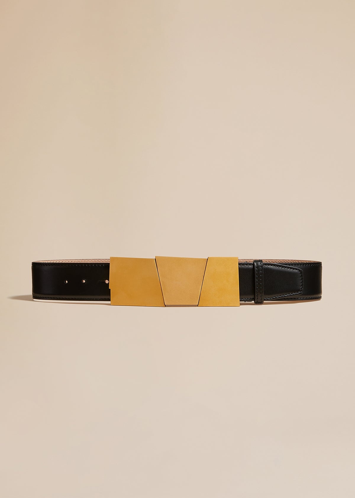 The Medium Axel Belt in Black Leather with Gold - 1