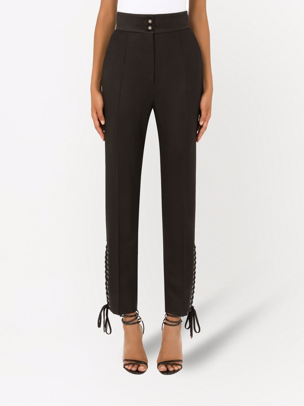 lace-up high-waist trousers - 3