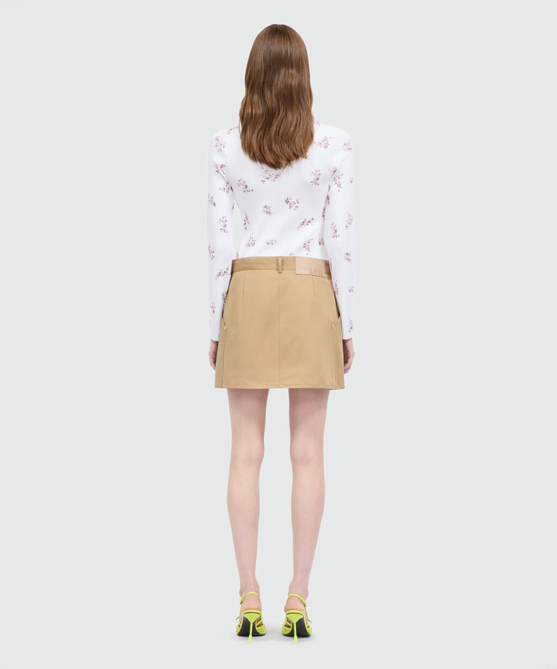Pink cotton gabardine wrap miniskirt with metal buttons 3
