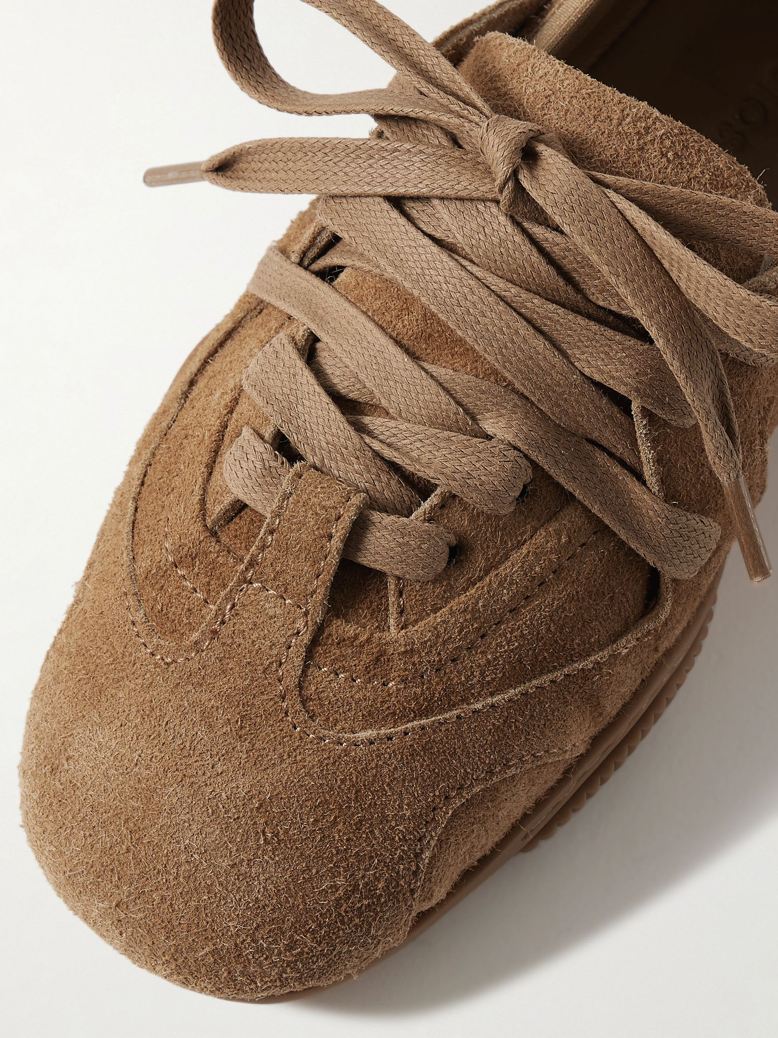 Leather-trimmed paneled suede sneakers Sand - 4